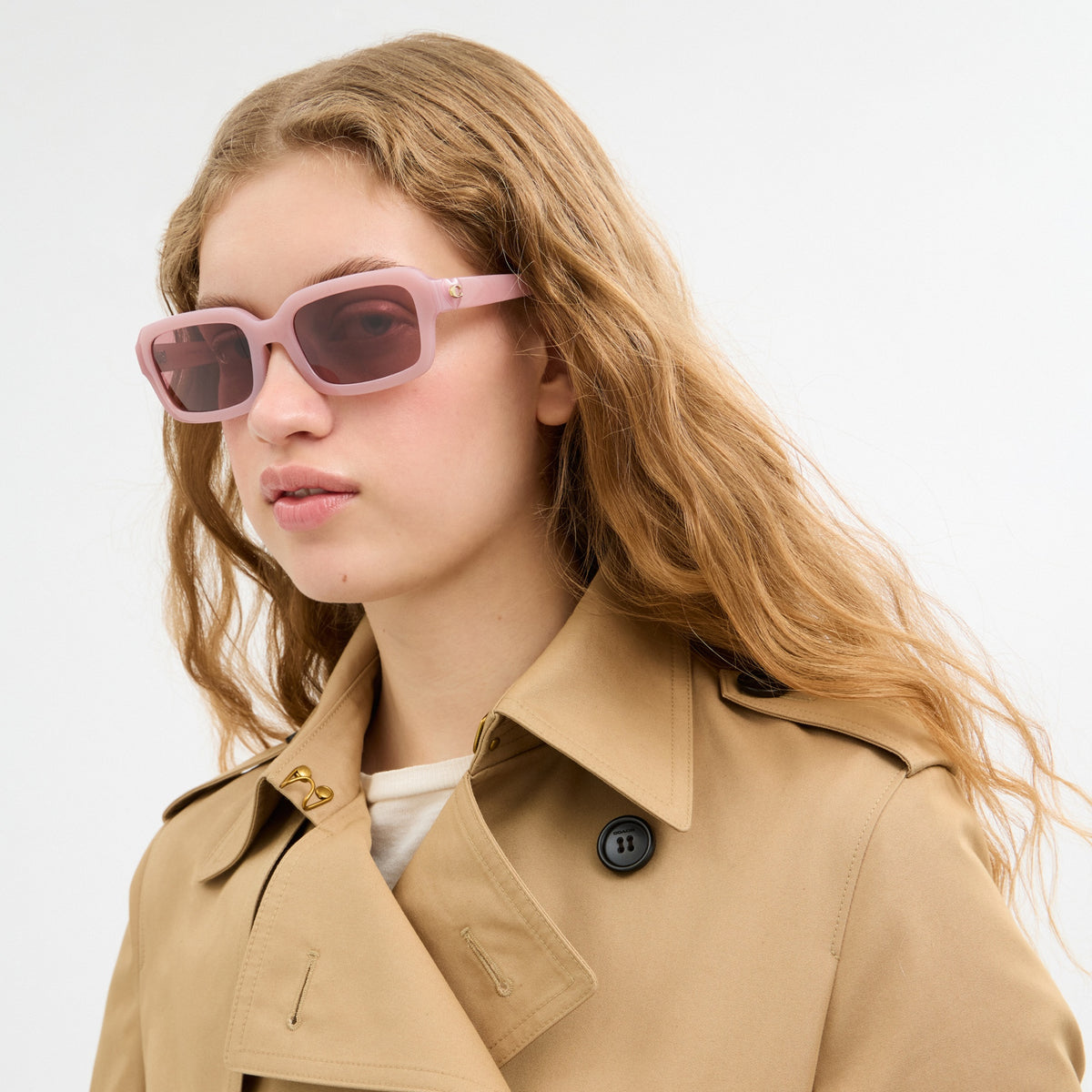 C Heart Narrow Square Sunglassses