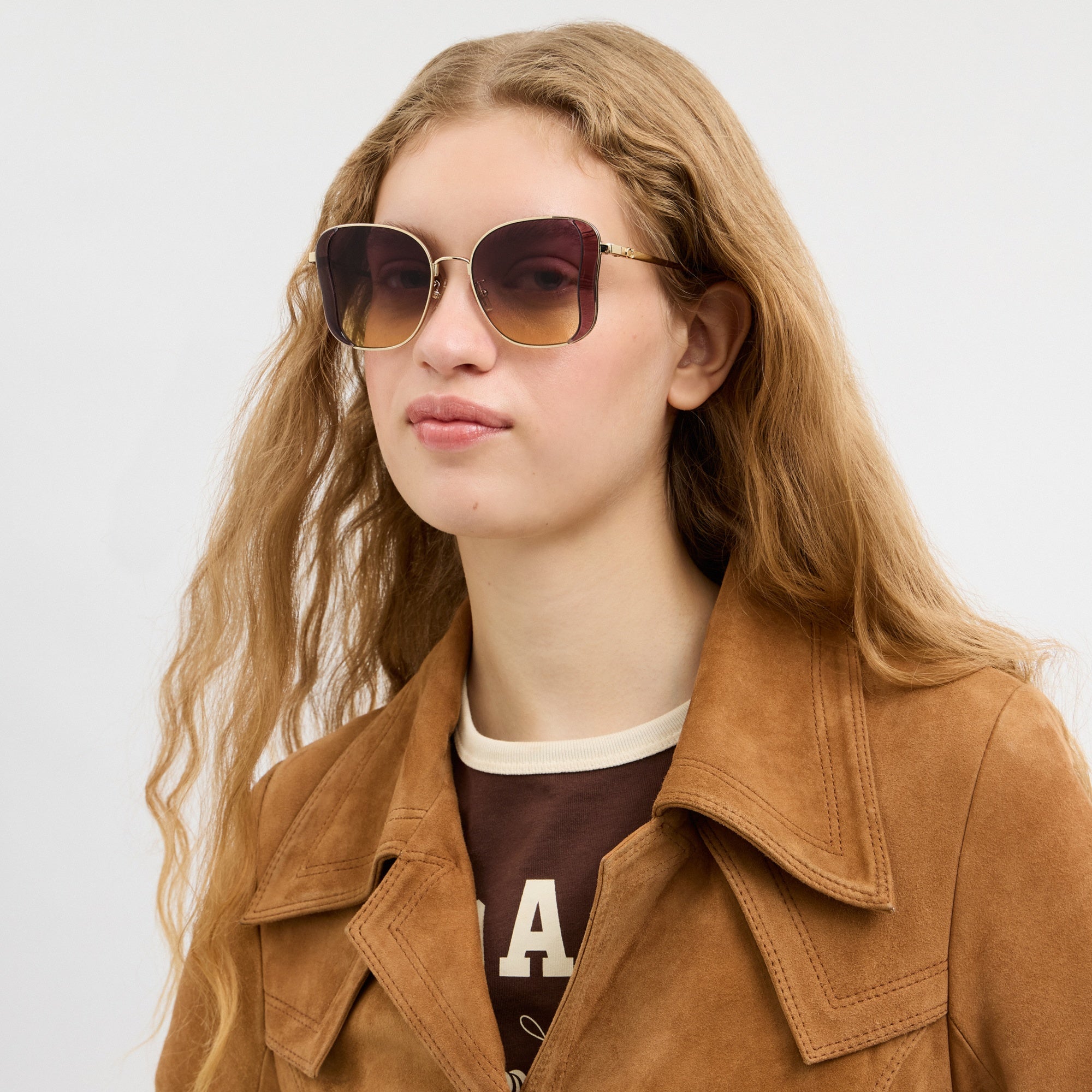 C Hardware Metal Butterfly Square Sunglasses