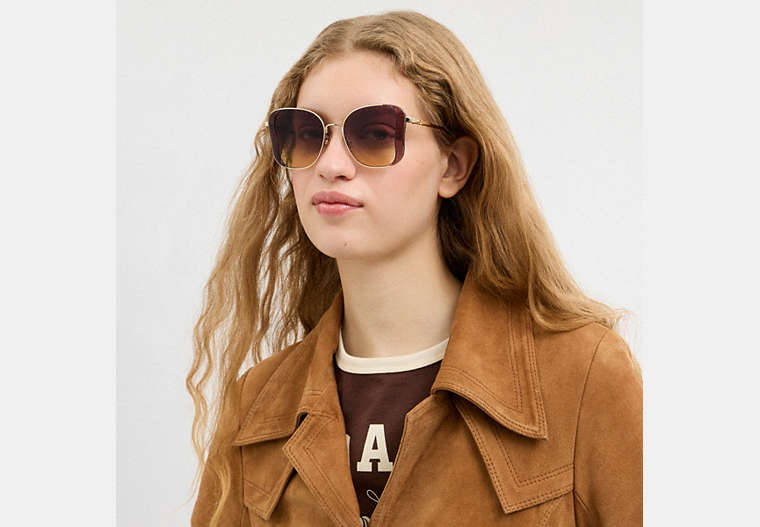 C Hardware Metal Butterfly Square Sunglasses