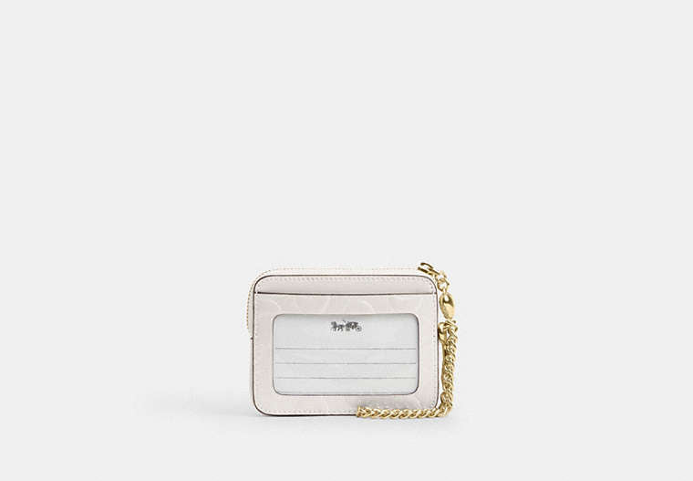 Zip Card Case In Signature Leather With Heart Charm