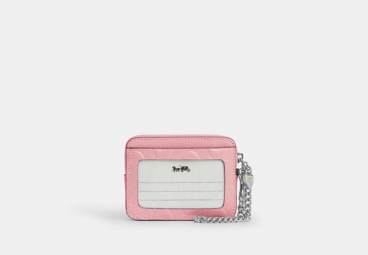 Zip Card Case In Signature Leather With Heart Charm