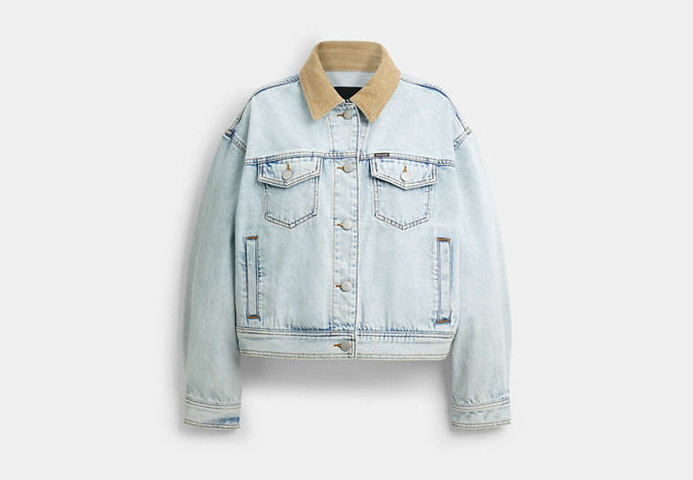 Denim Jacket With Corduroy Collar In Organic Cotton