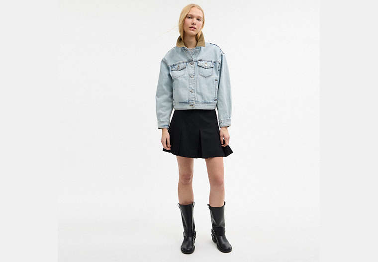 Denim Jacket With Corduroy Collar In Organic Cotton