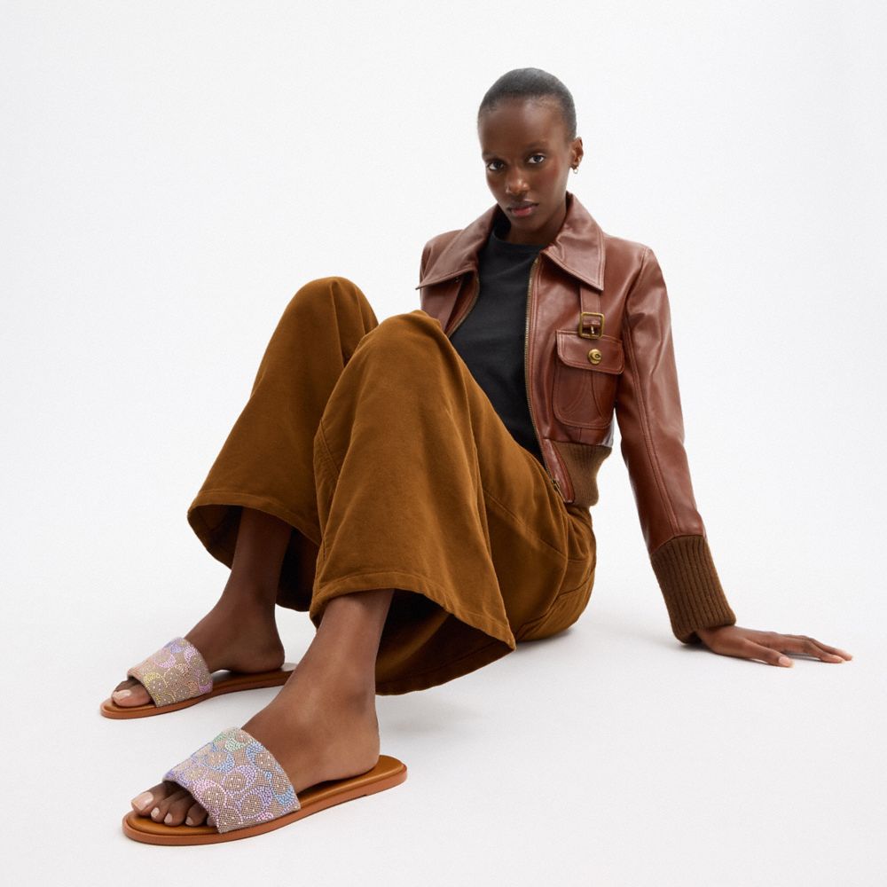 Holly Sandal In Crystal Signature Jacquard