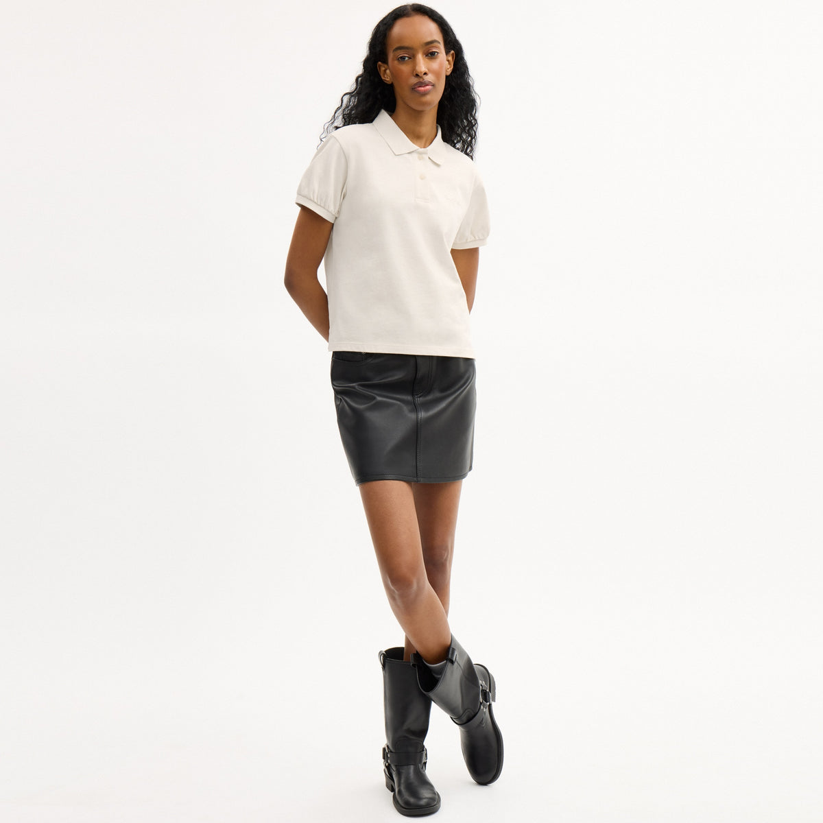 Coach Script Shrunken Polo In Organic Cotton
