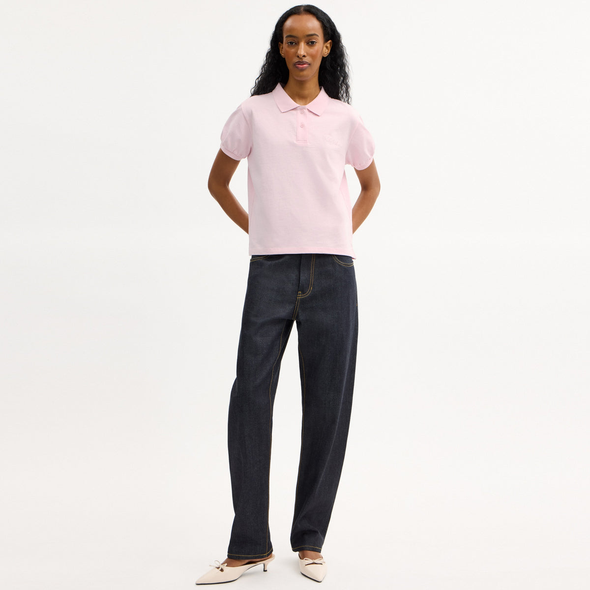Coach Script Shrunken Polo In Organic Cotton