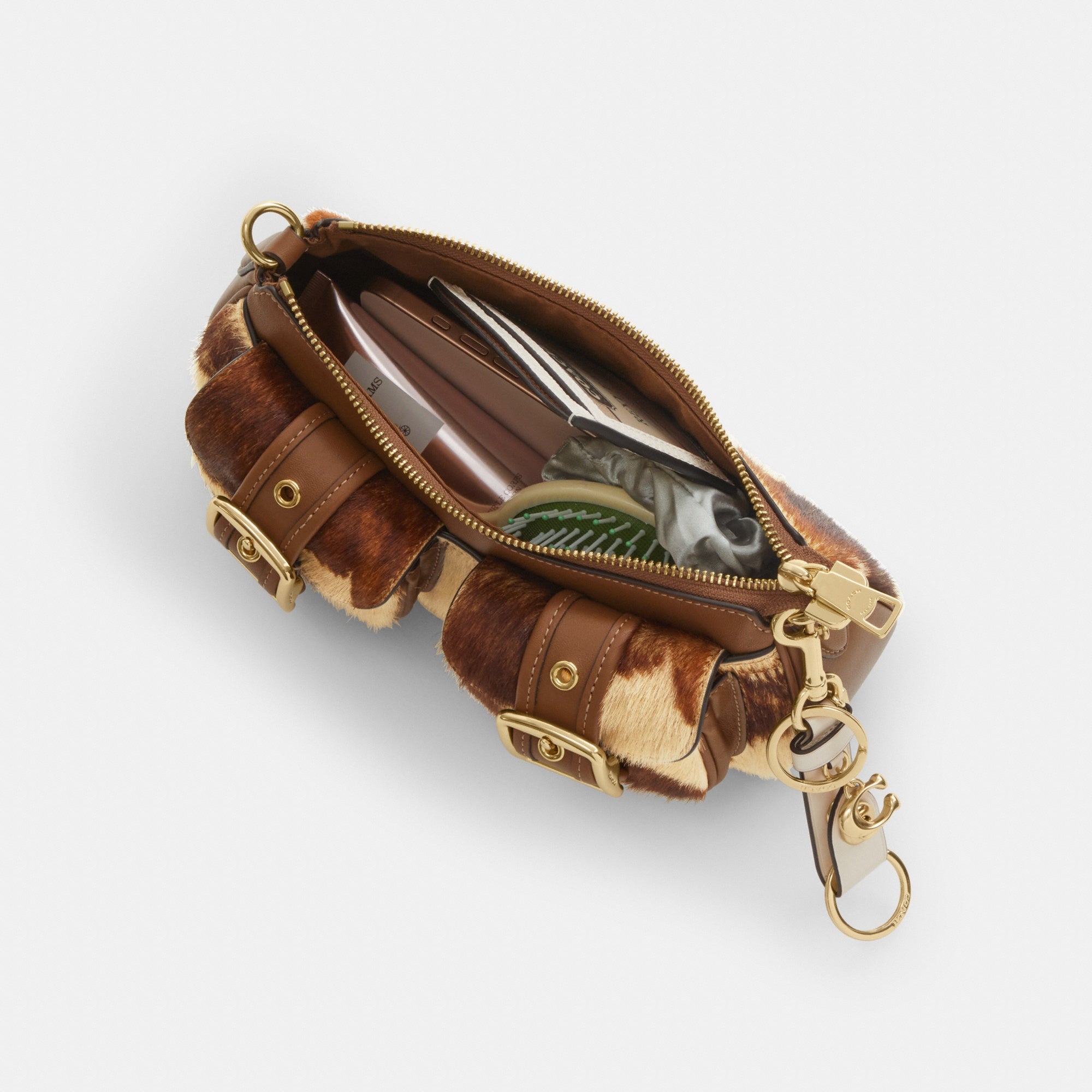 Ashton Shoulder Bag In Haircalf With Cow Print