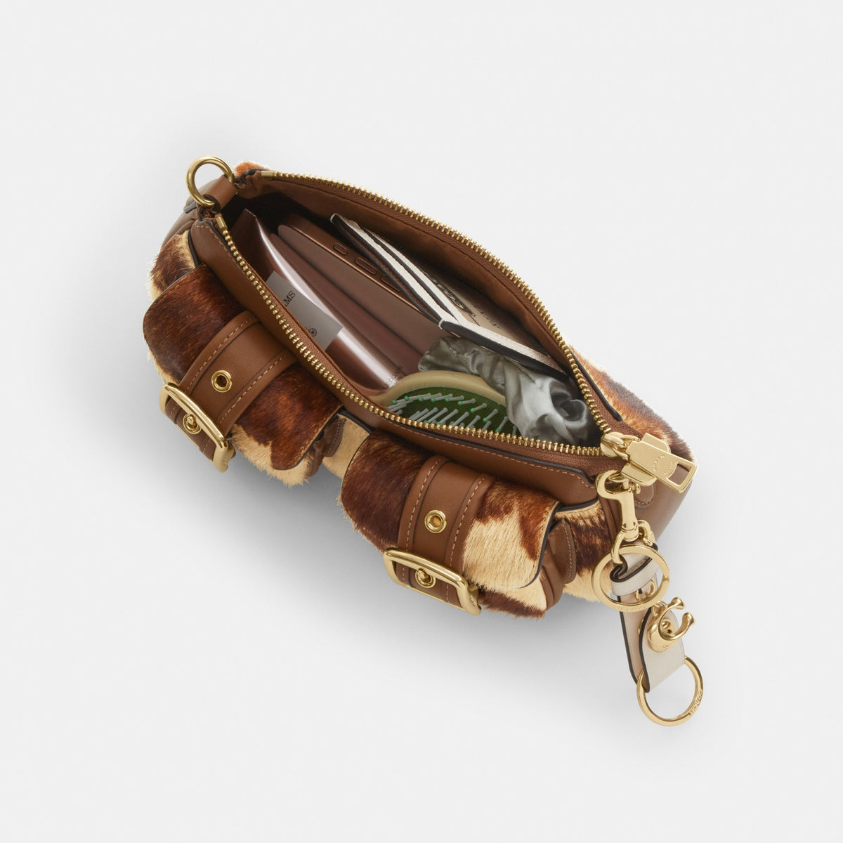 Ashton Shoulder Bag In Haircalf With Cow Print