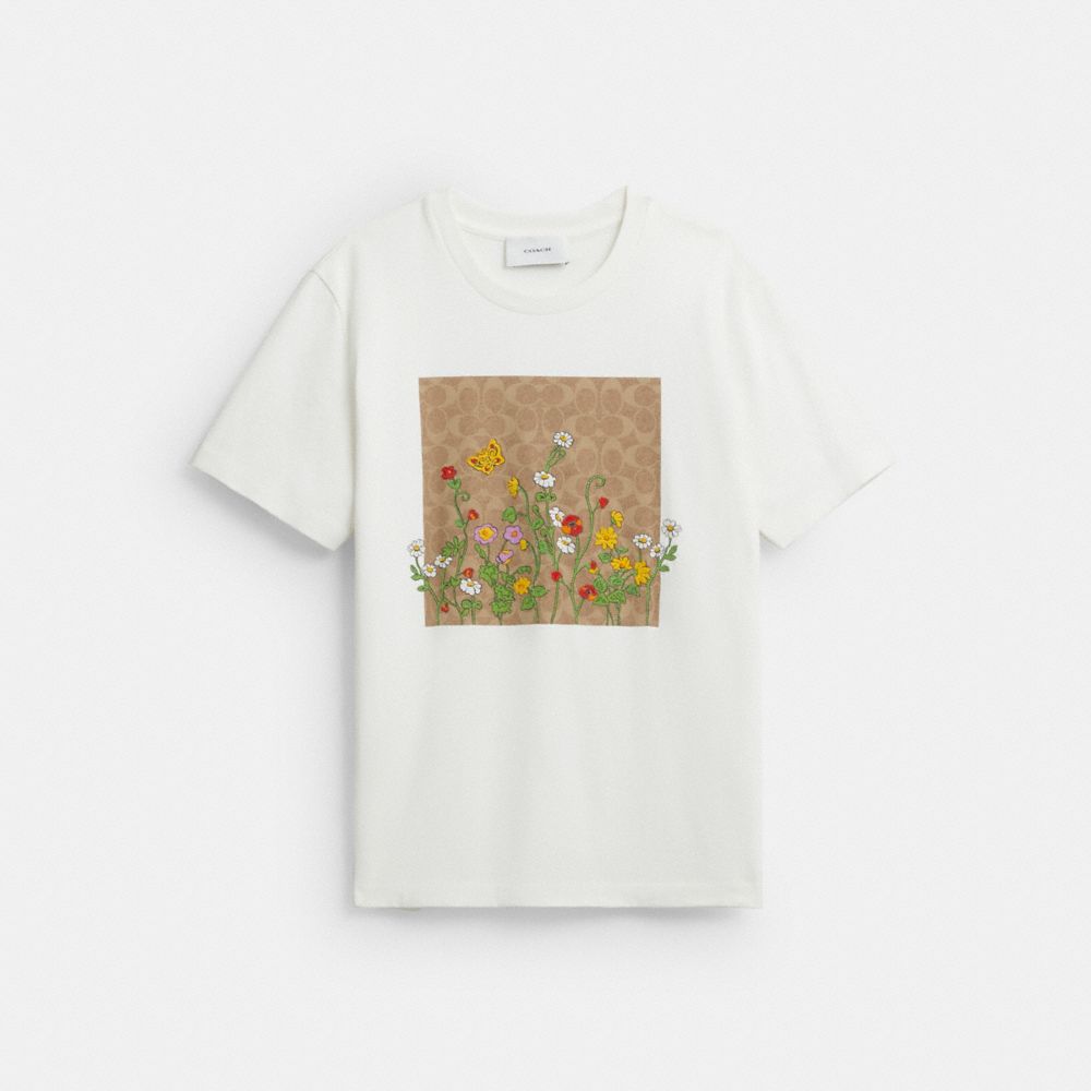 Floral Signature Square Classic T-Shirt In Organic Cotton