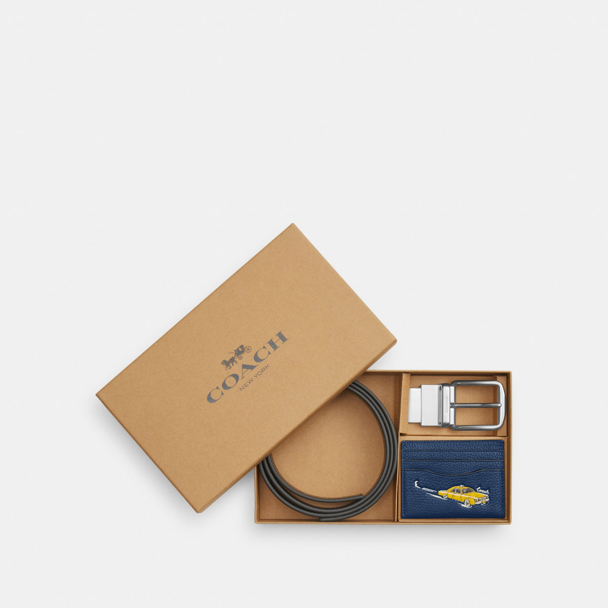 Boxed Card Case And Belt Set With Car Print