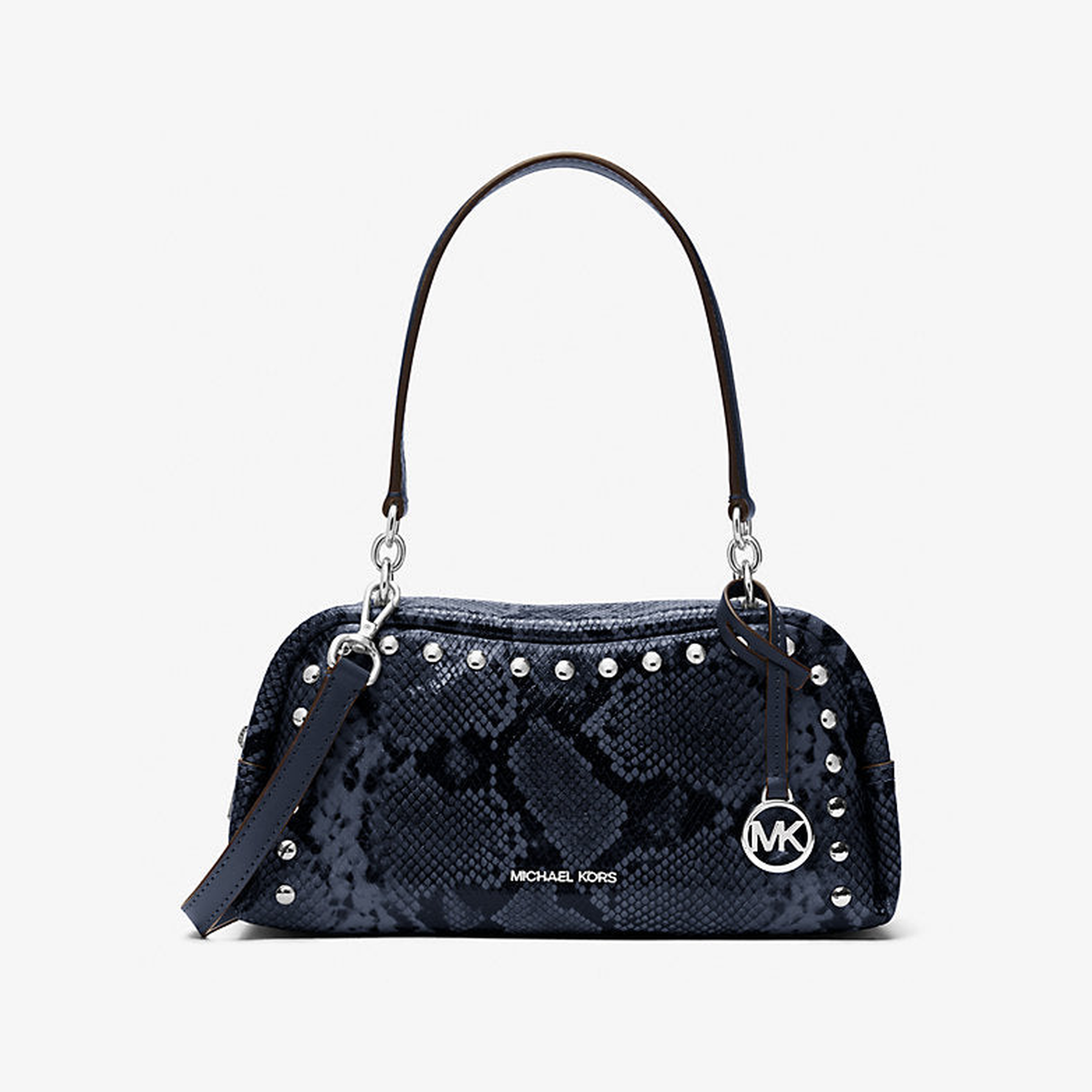 Cecily Small Studded Snake Embossed Shoulder Bag