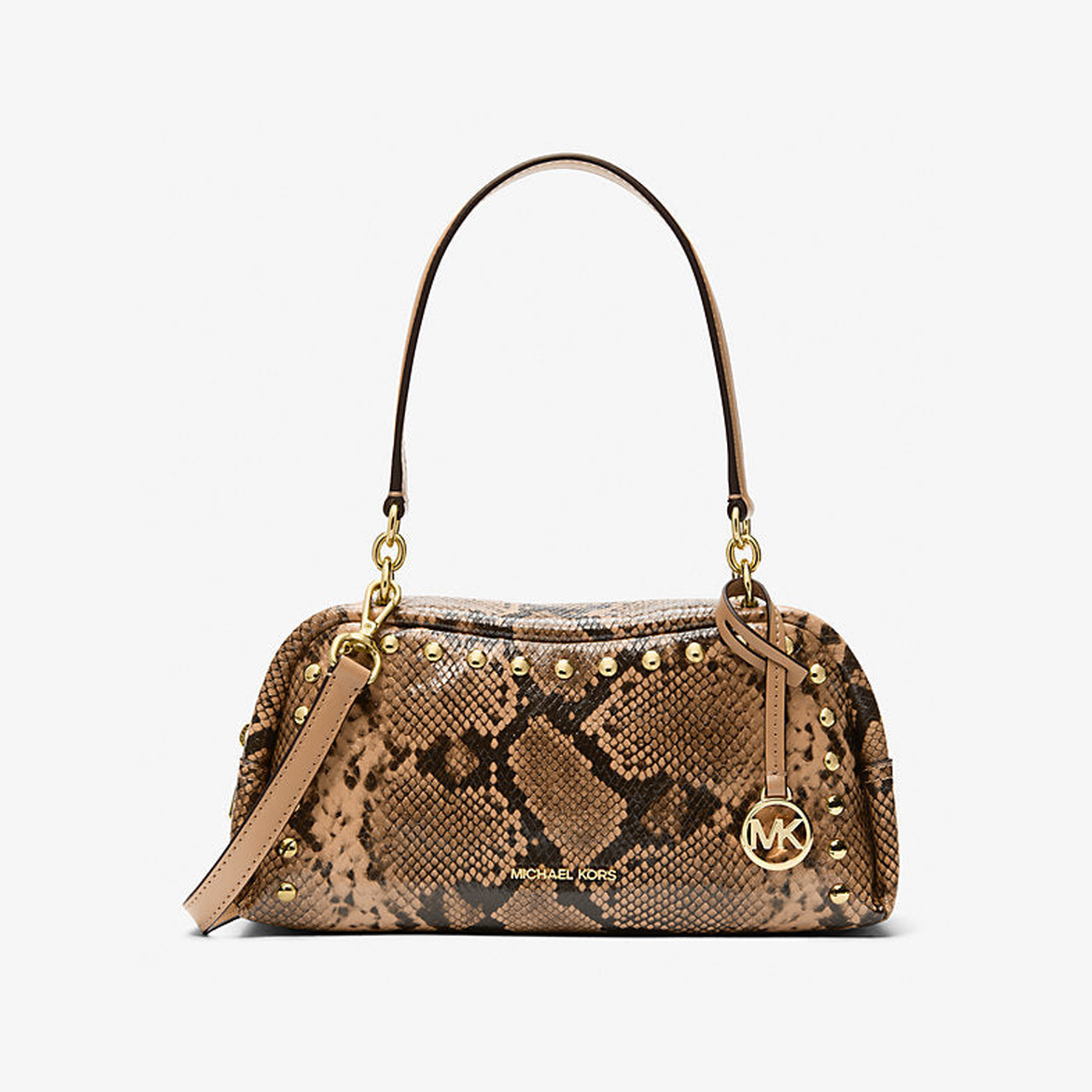 Cecily Small Studded Snake Embossed Shoulder Bag