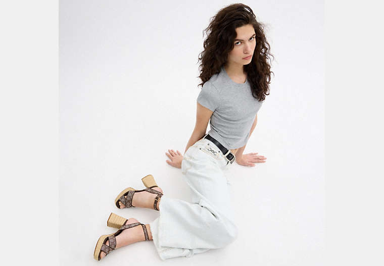 Block Heel Sandal In Signature Jacquard