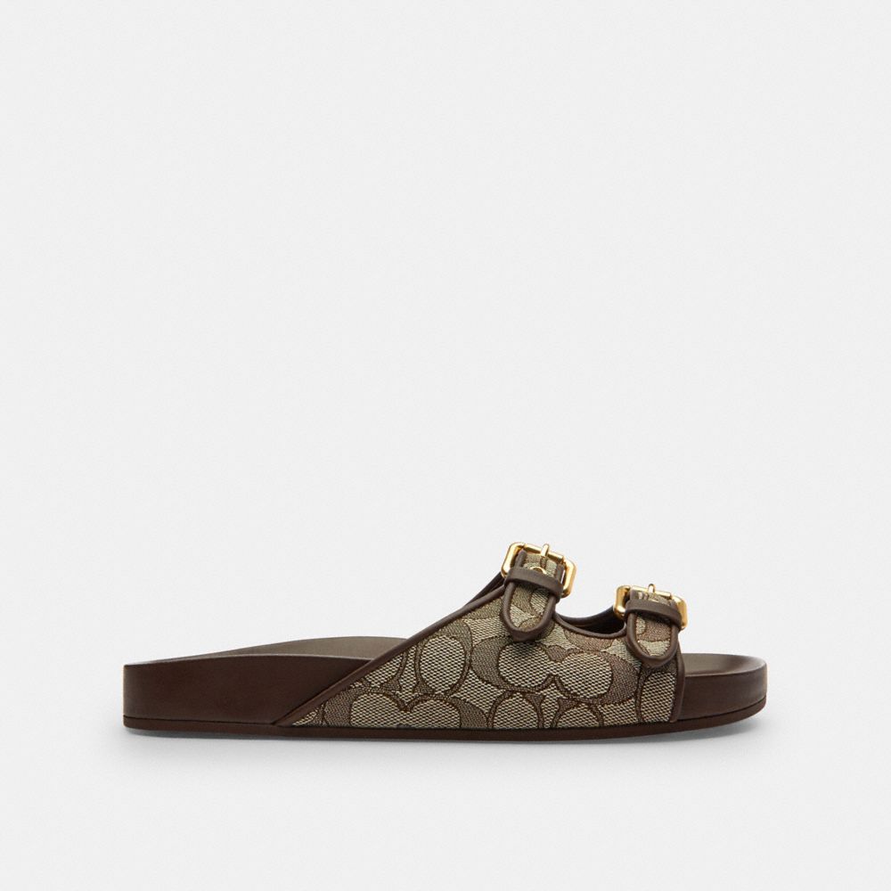 Two Band Buckle Sandal In Signature Jacquard