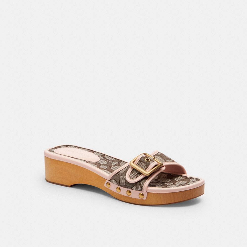 Margot Wooden Sandal In Signature Jacquard