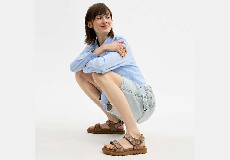 Brynn Sandal In Crystal Signature Jacquard