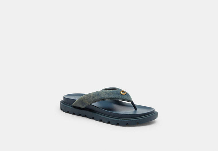 Brynn Thong Sandal In Loved Denim