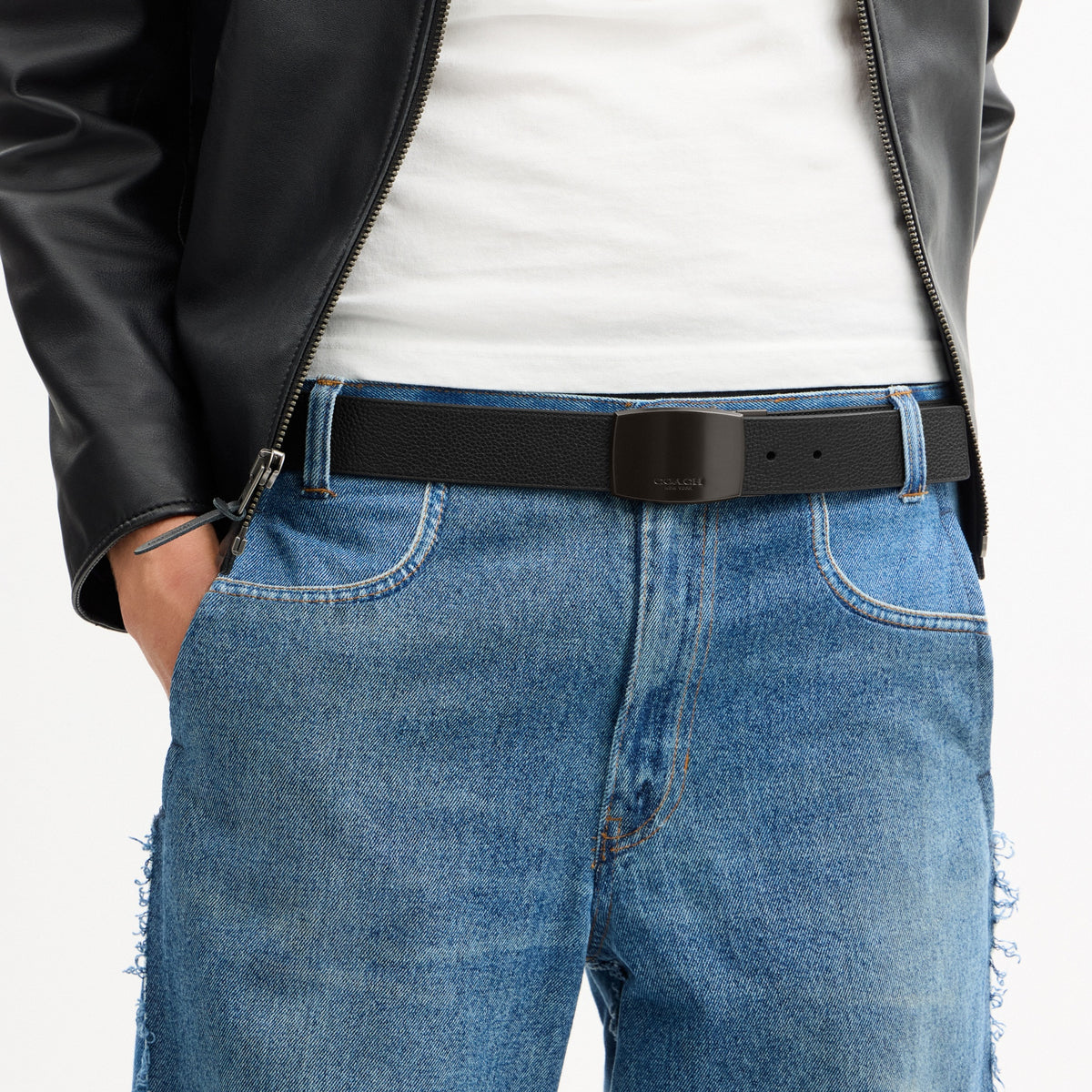 Boxed Plaque And Harness Buckle Cut-To-Size Reversible Belt, 38 Mm