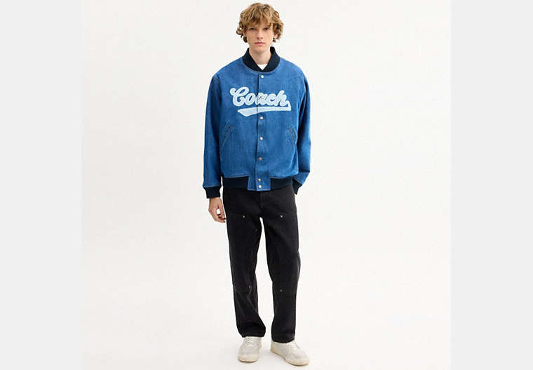 Denim Varsity Jacket In Organic Cotton