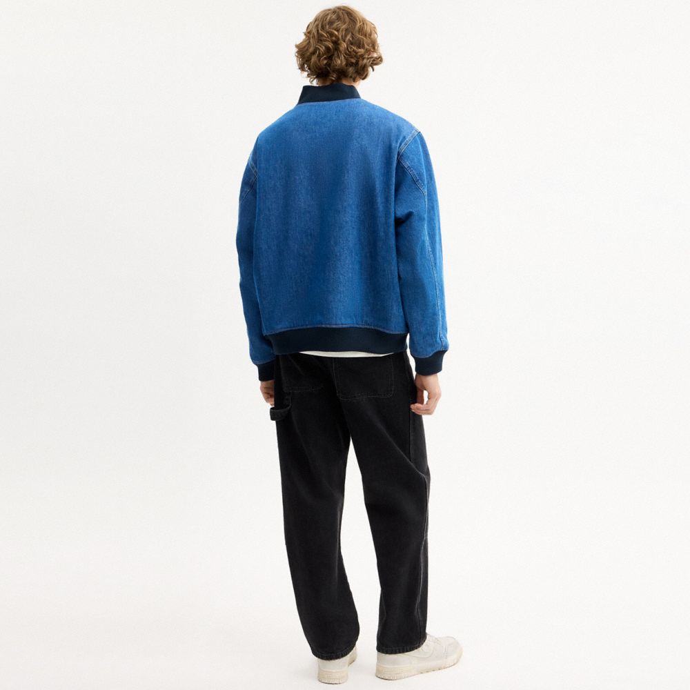 Denim Varsity Jacket In Organic Cotton
