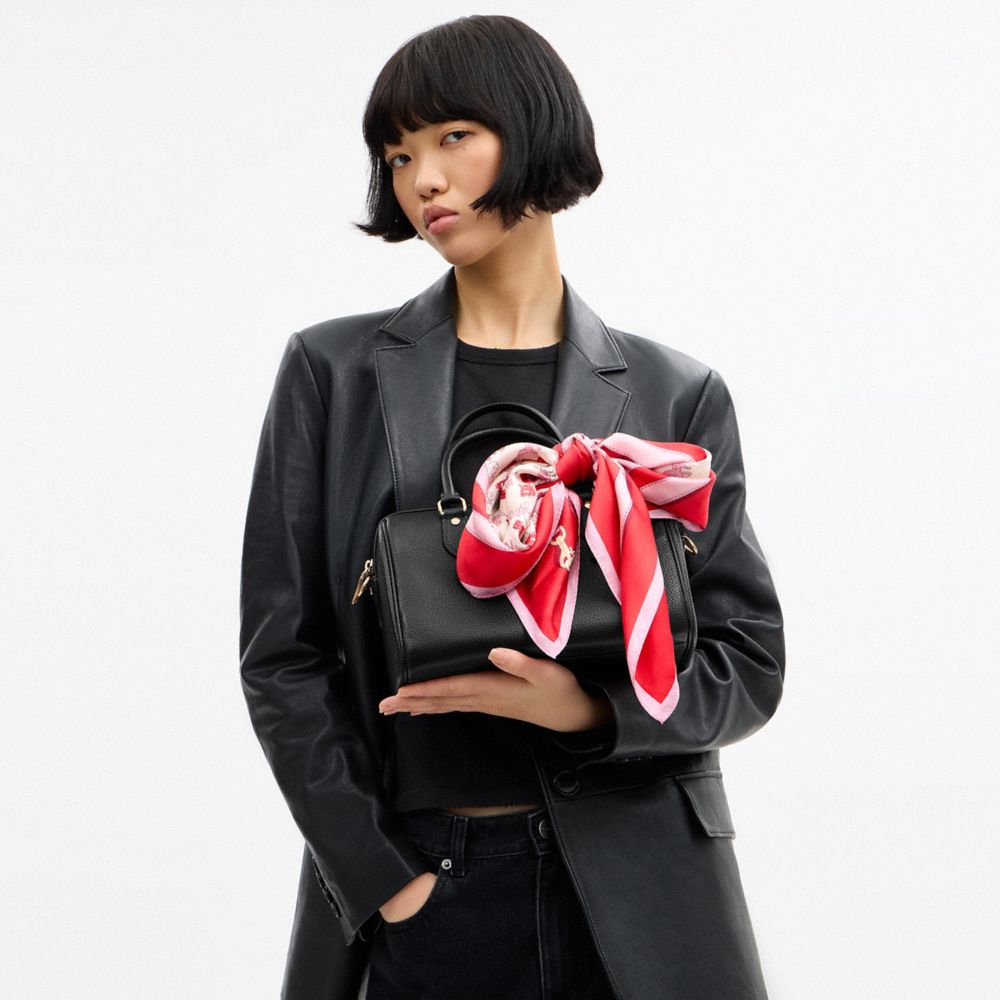 Iconic Motifs Print Silk Square Scarf