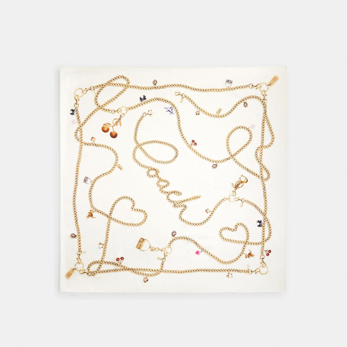 Iconic Motifs Print Silk Square Scarf