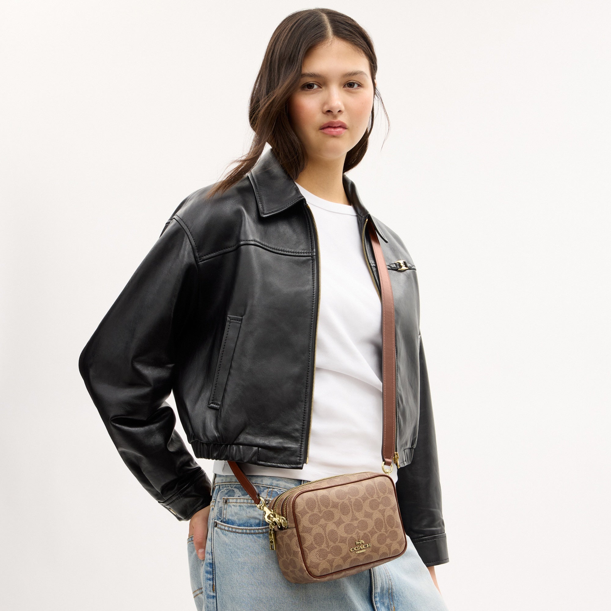 Mini Carey Crossbody Bag In Signature Canvas