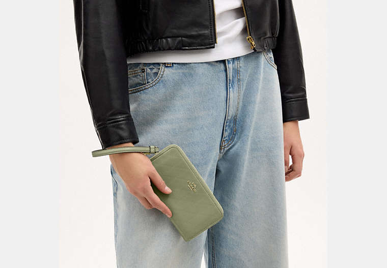 Long Zip Around Wallet With Quilting