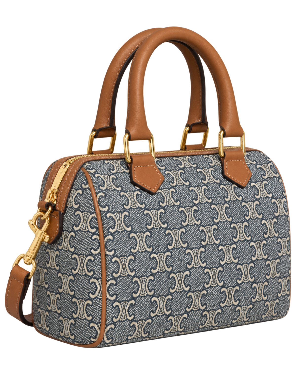 CELINE SMALL BOSTON IN TRIOMPHE JACQUARD AND CALFSKIN