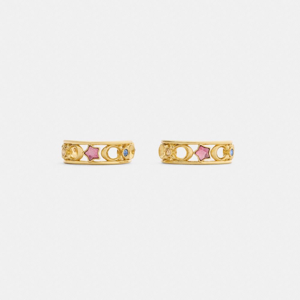 Stars And Hearts Hoop Earrings