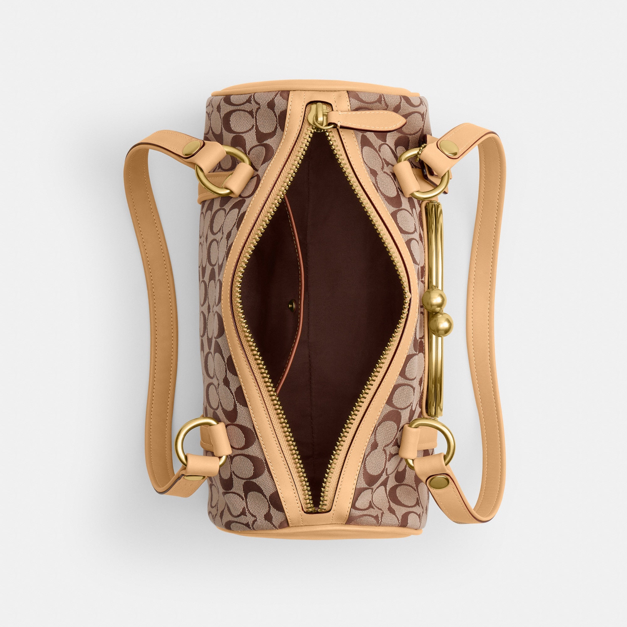 Kisslock Barrel Bag In Signature Jacquard