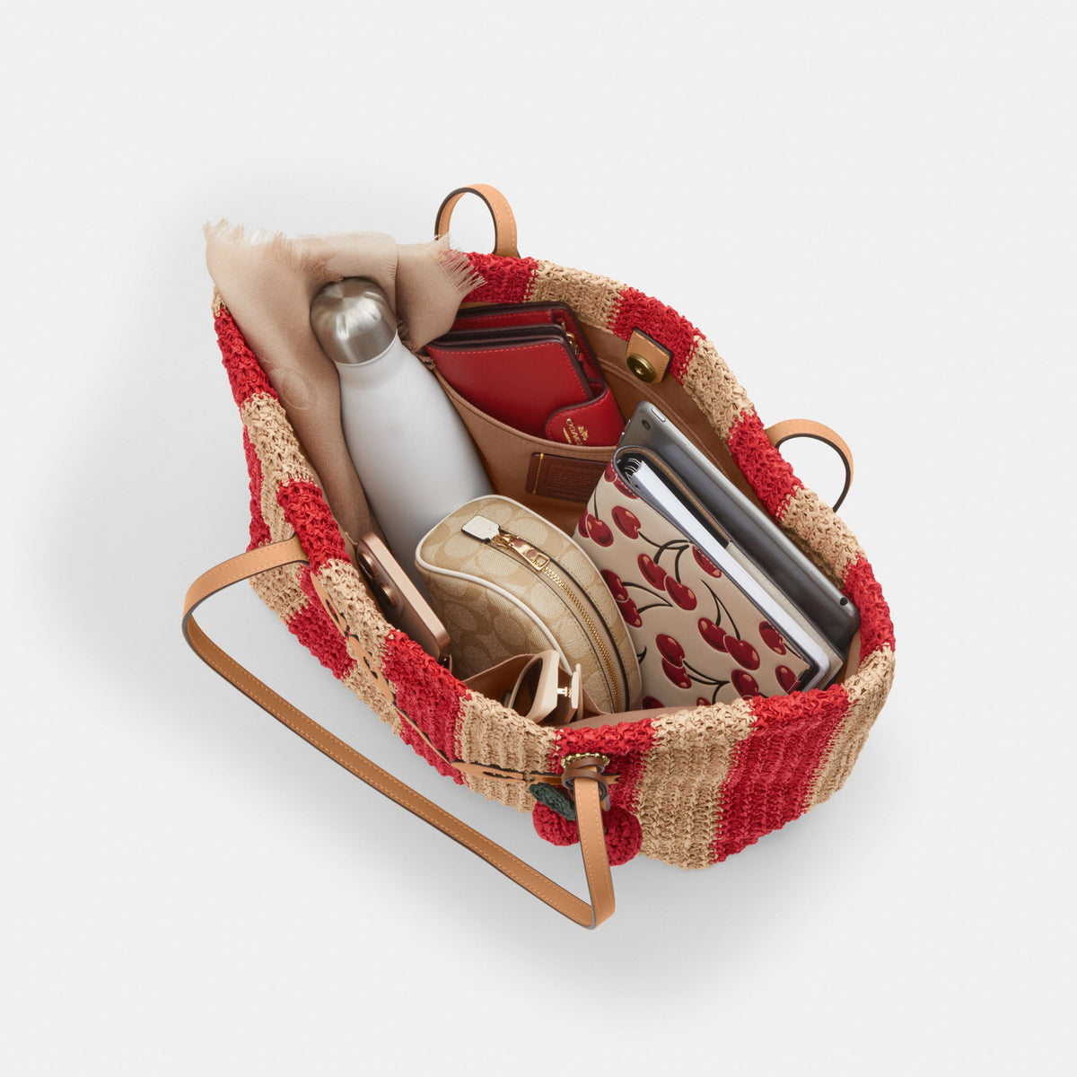 City Tote Bag With Stripes And Charm