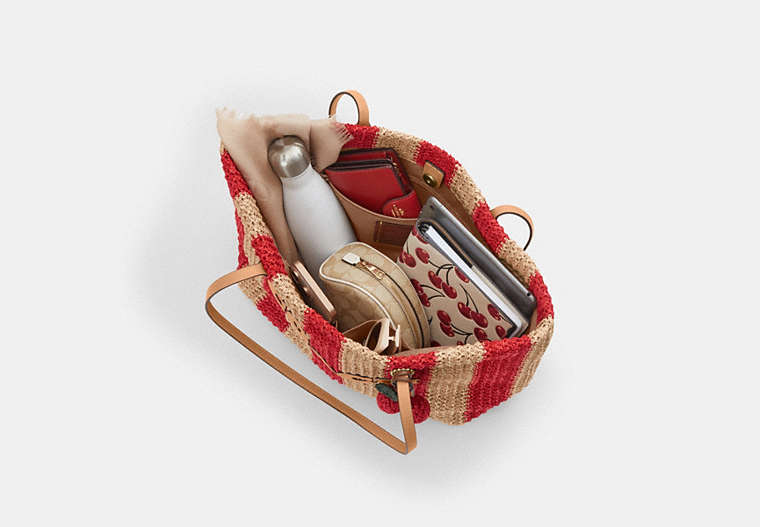City Tote Bag With Stripes And Charm