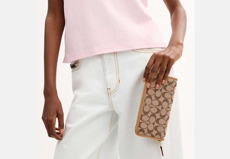 Essential Slim Accordion Zip Wallet In Signature Jacquard