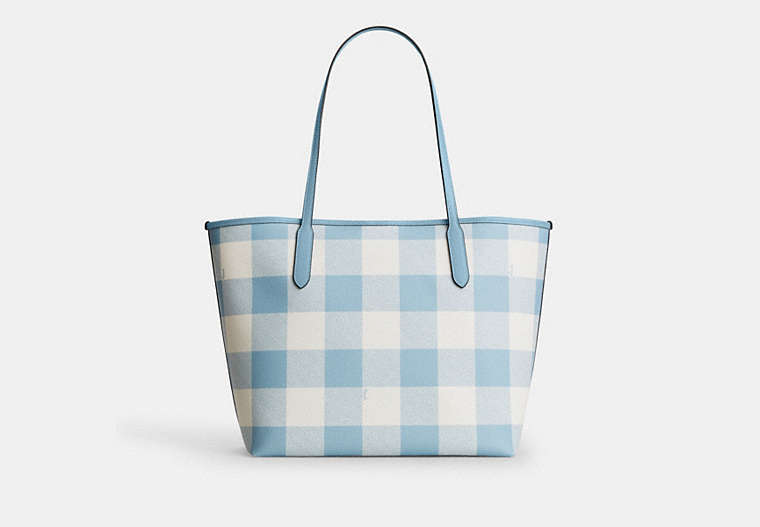 City Tote Bag With Gingham Print And Charm