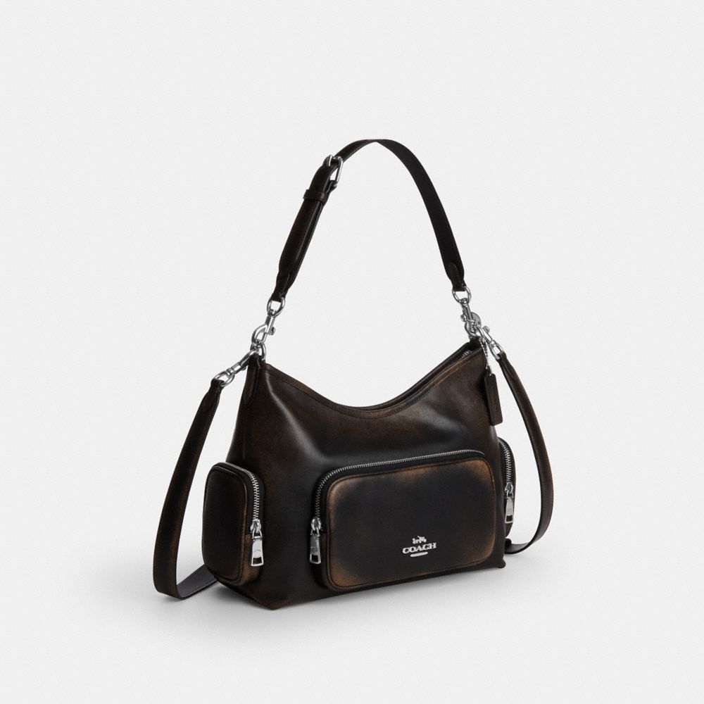 Laurel Shoulder Bag With Pockets In Loved Leather