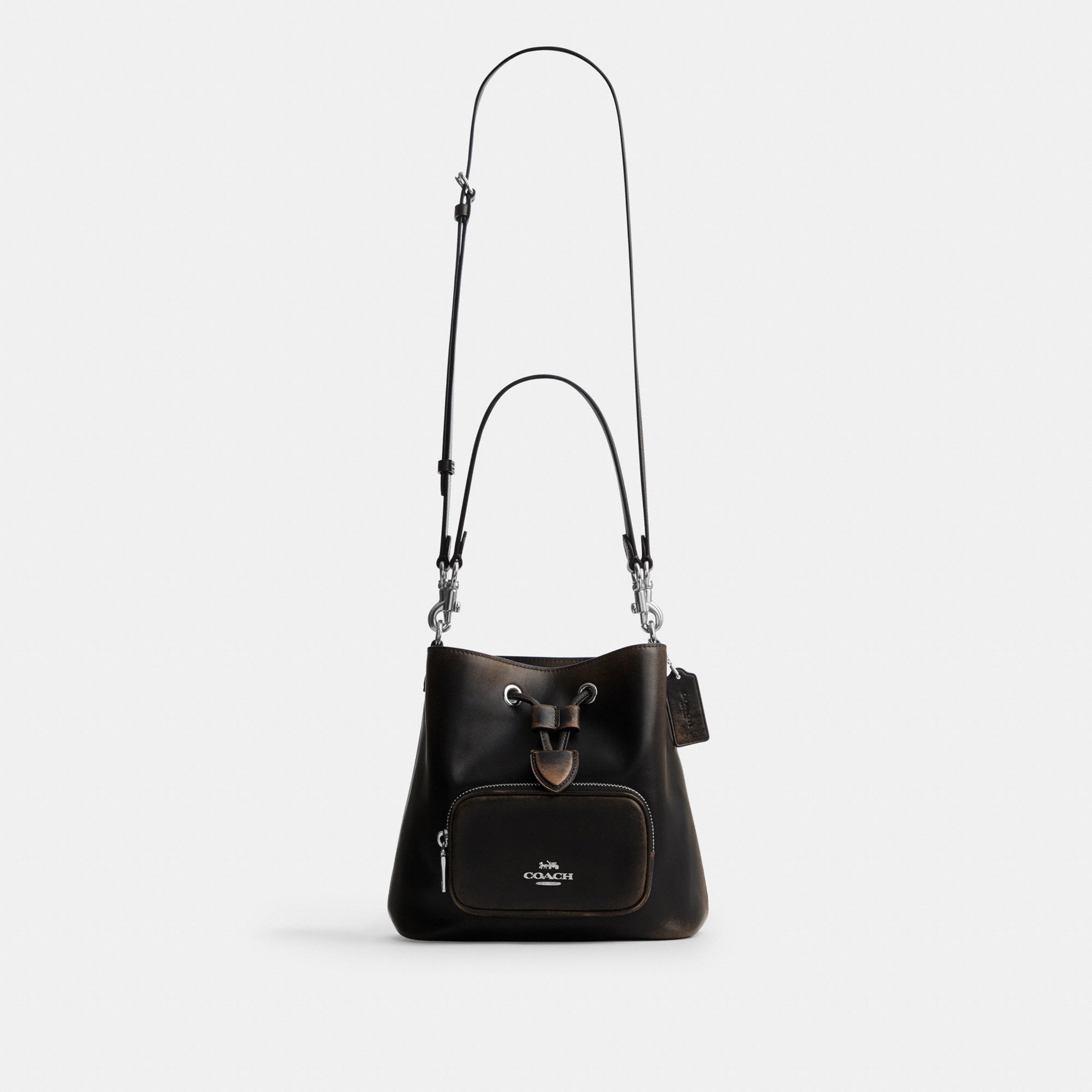 Rowan Bucket Bag With Pocket In Loved Leather