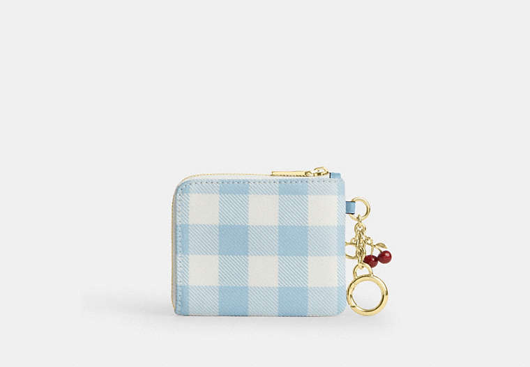 Small Corner Zip Wallet With Gingham Print And Charms