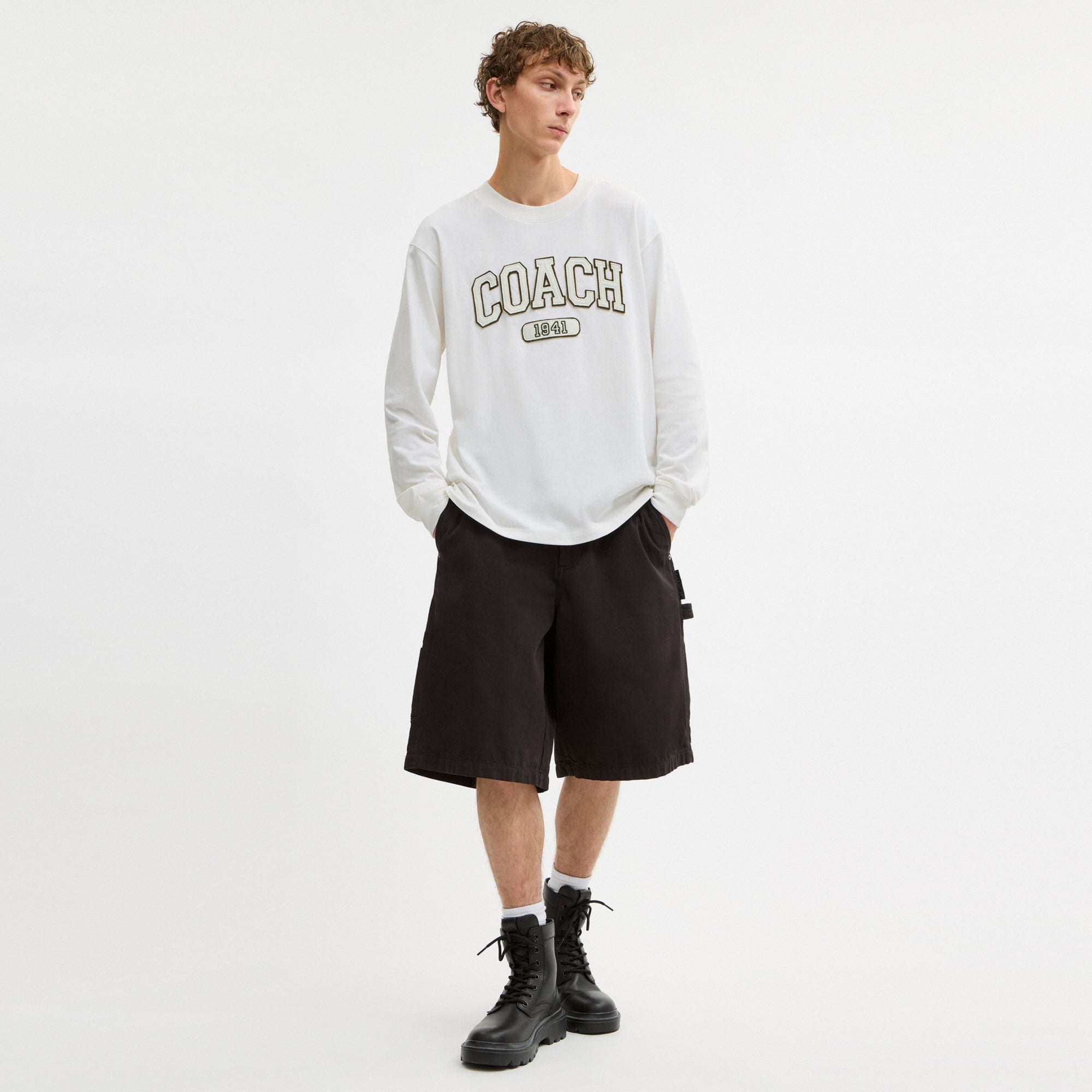 Sporty Relaxed Long Sleeve T-Shirt In Organic Cotton