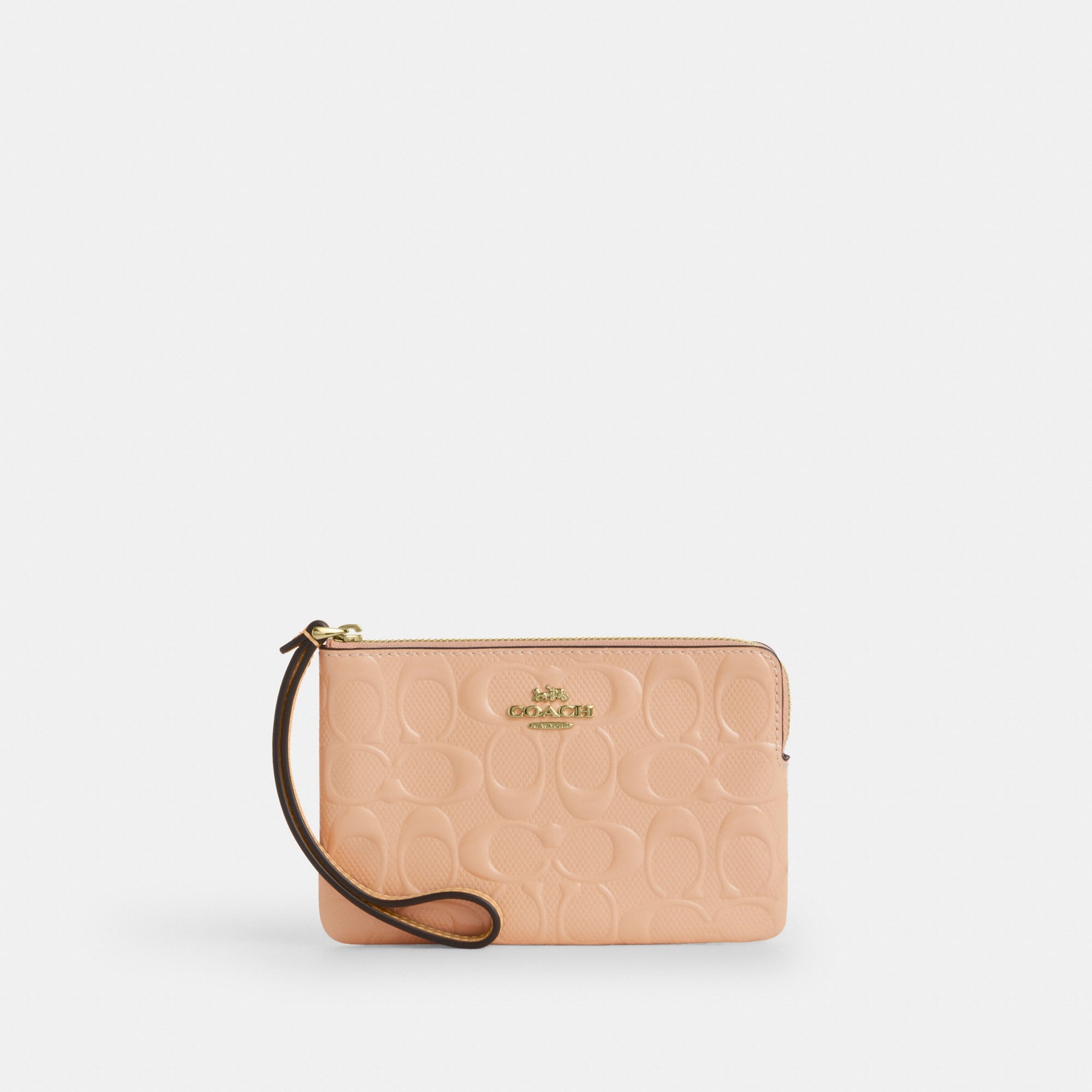 Corner Zip Wristlet In Signature Leather