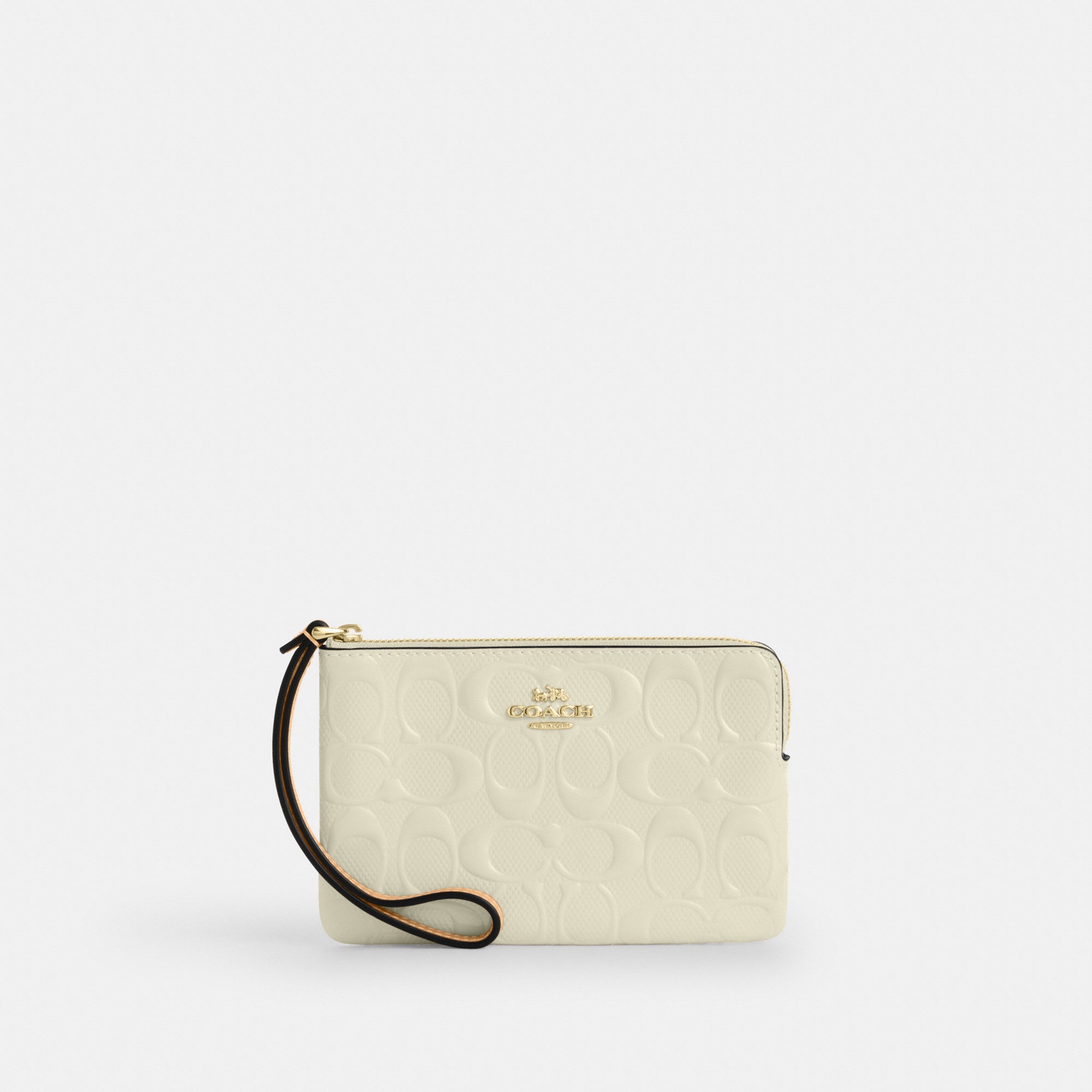 Corner Zip Wristlet In Signature Leather