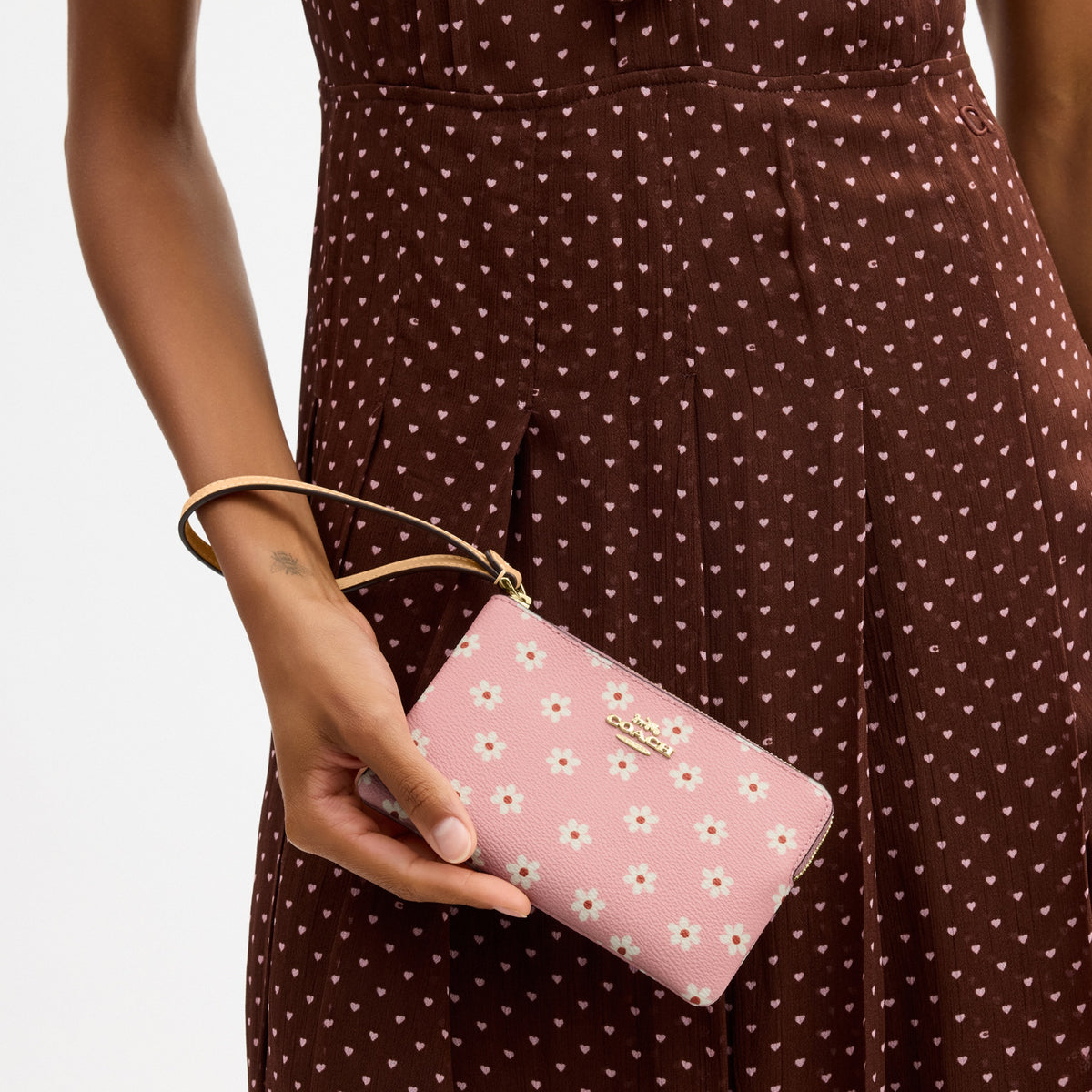 Corner Zip Wristlet With Floral Print