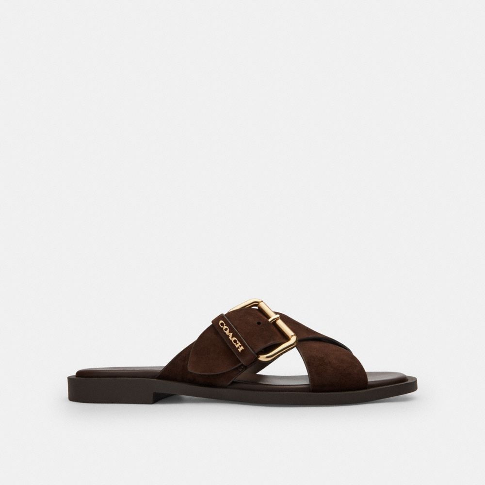 Crisscross Buckle Sandal In Signature Jacquard