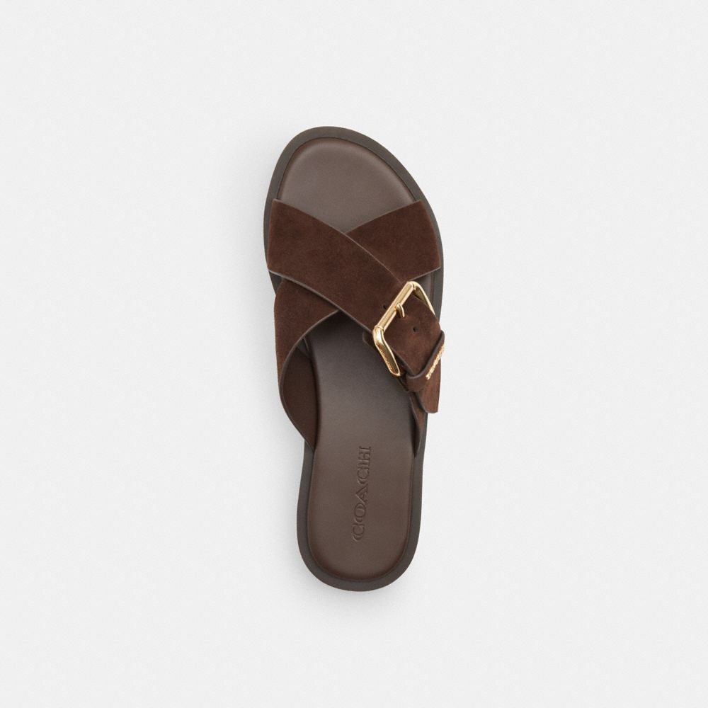 Crisscross Buckle Sandal In Signature Jacquard