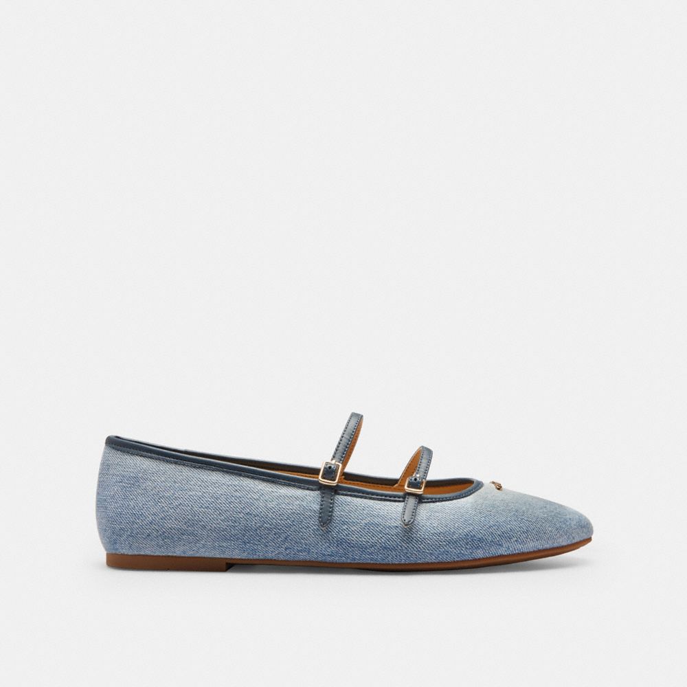 Double Buckle Mary Jane In Loved Denim