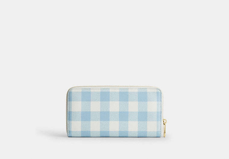 Long Zip Around Wallet With Gingham Print
