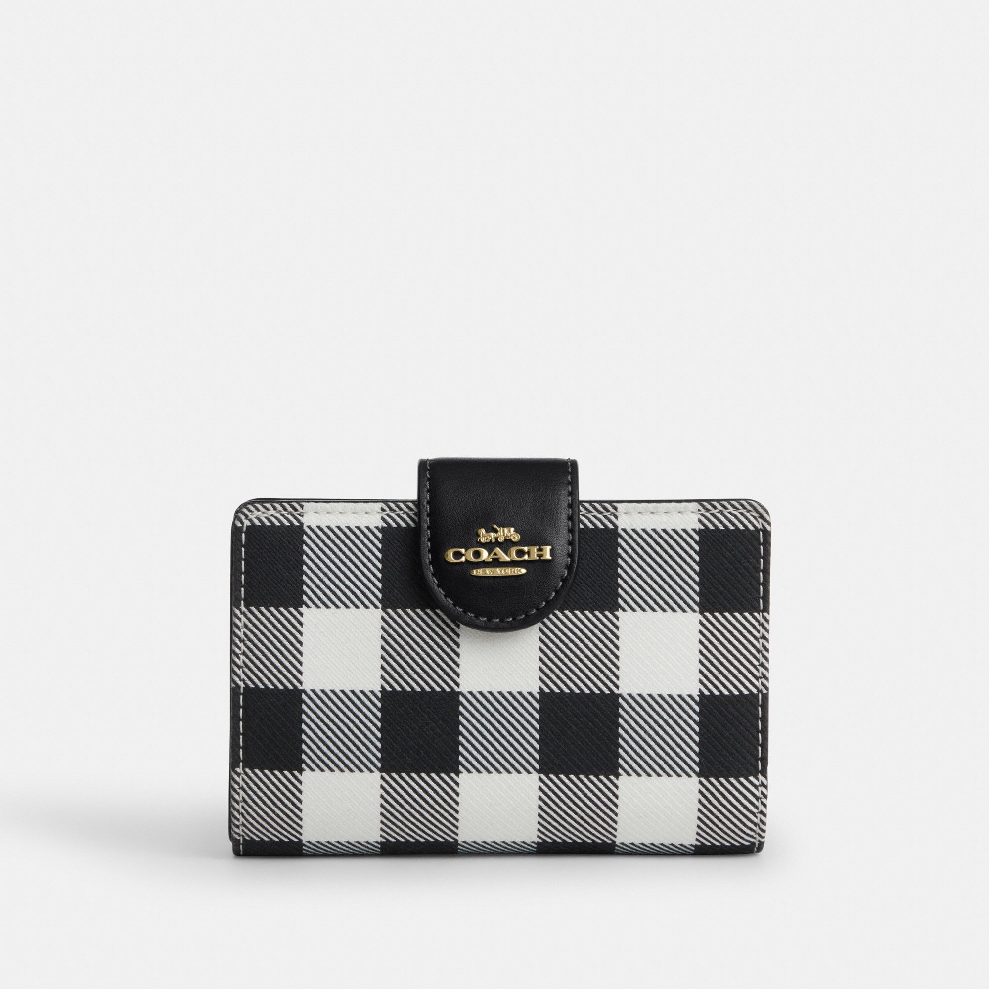 Medium Corner Zip Wallet With Gingham Print