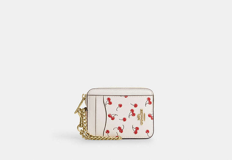 Zip Card Case With Cherry Print
