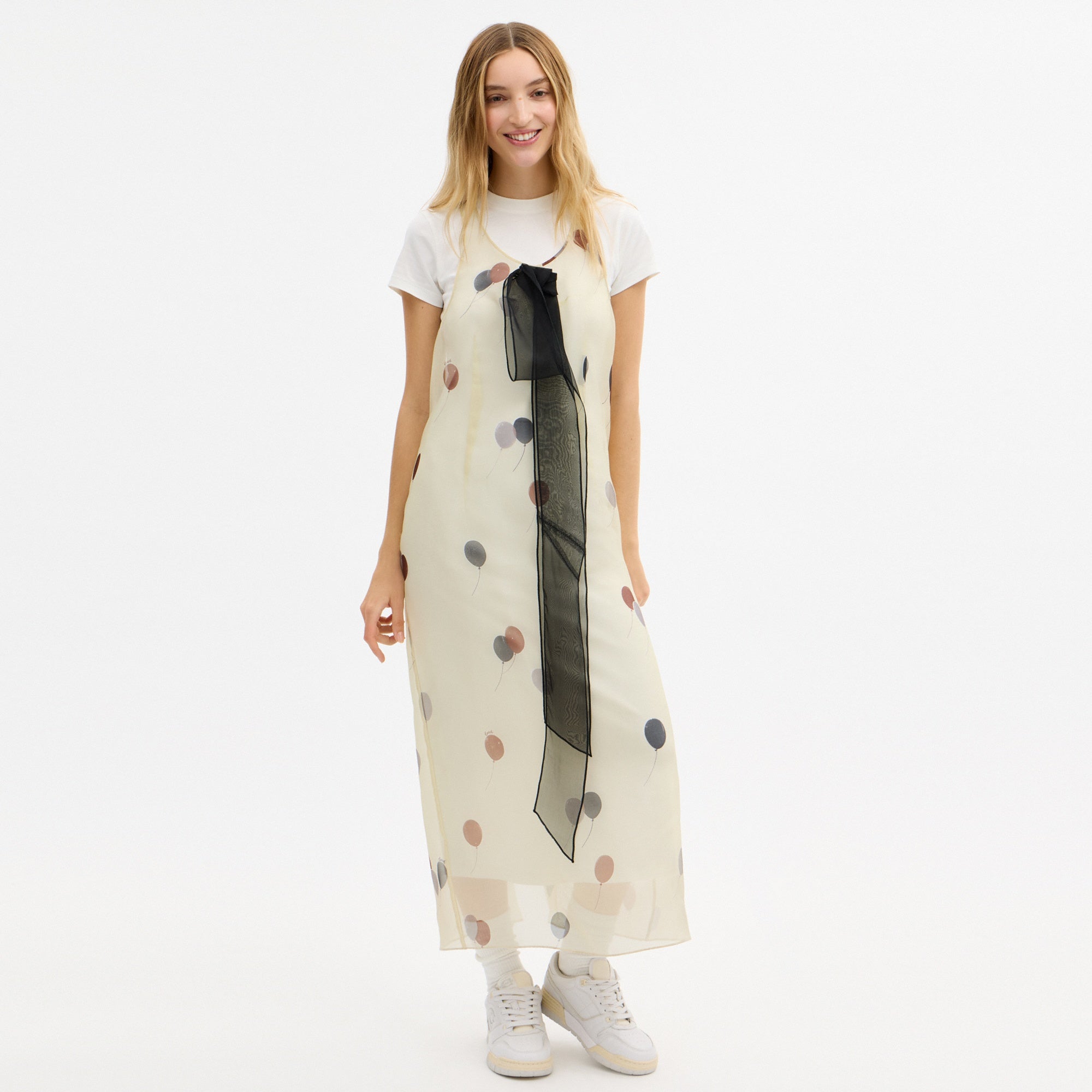 Printed Organza Balloon Dress