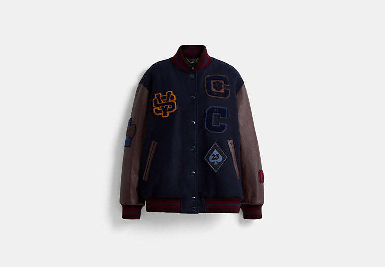 Restored Oversized Classic Varsity Jacket In Recycled Wool And Recycled Polyester